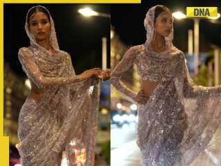 Fashion influencer Nancy Tyagi turns heads in stunning self-made saree with hand embroidery in second Cannes appearance