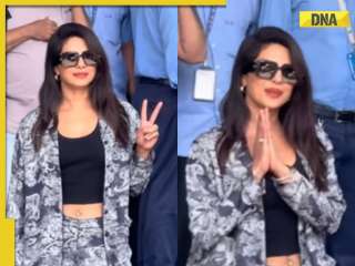 Priyanka Chopra looks stunning in chic airport look featuring blue printed co-ord set