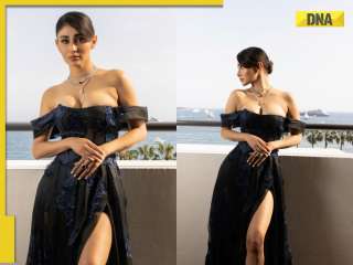 In pics: Mouni Roy turns hears in thigh-high slit black dress at Cannes 2025