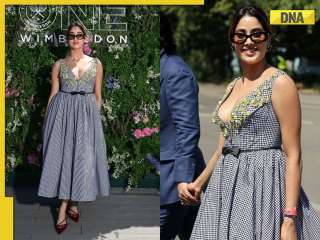 Janhvi Kapoor looks chic in blue floral dress as enjoys Wimbledon semi-final match with rumoured beau Shikhar Pahariya: SEE PICS