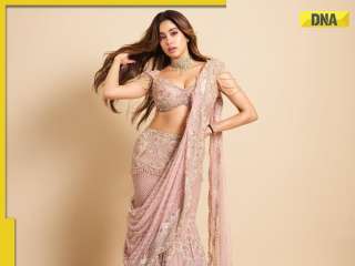 Janhvi Kapoor's blush fish-cut lehenga with pearl sleeves will leave you in awe;