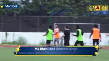 Dhoni, Ranveer Singh share light moment during football practice 