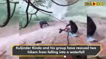 Sikhs use their turban to rescue men from falling into a waterfall in Canad...