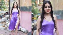 Urfi Javed dons satin slip dress with thigh-high slit and a peephole,...