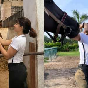 Jacqueline Fernandez shares glimpses of her horse-riding session, says 'successfully fell off my horse today' - Vimarsana News