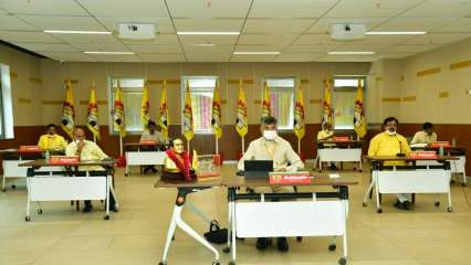 TDP President Chandrababu Naidu addresses party's annual conclave via video-conferencing