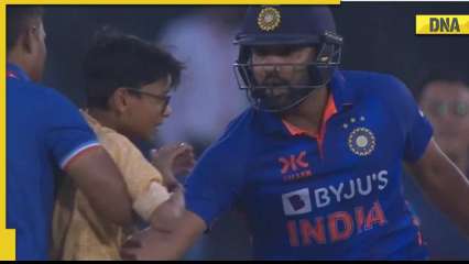 WATCH: Young fan invades pitch to hug Rohit Sharma during India vs New Zealand 2nd ODI in Raipur