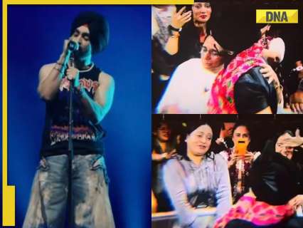 Watch: Diljit Dosanjh kisses his mother as he introduces her, sister for the first time in UK concert