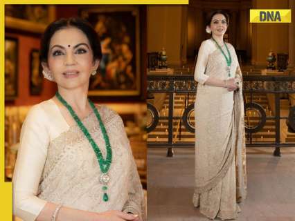 Nita Ambani elevates her Lucknowi Chikankari white saree with rare portrait-cut diamond emerald necklace