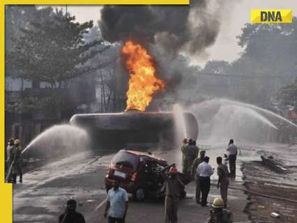 Hoshiarpur: 2 dead, several injured as massive fire breaks out after LPG tanker collides with pickup truck
