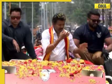 TVK chief Vijay's angry reaction after security guard pushes elderly man during Puducherry roadshow; Watch viral video