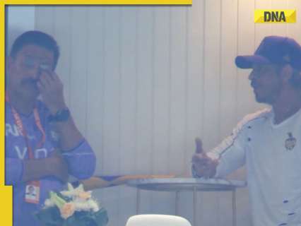 Watch: Shah Rukh Khan's animated chat with KKR CEO Venky Mysore caught on camera during rain delay