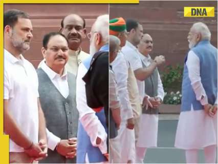 Viral Video: When PM Modi, LOP Rahul Gandhi engage in candid chat in Parliament premises | WATCH