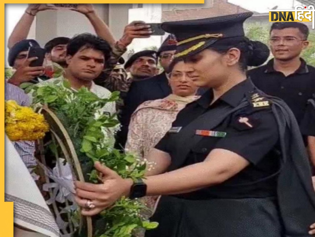 हाथों में तस्वीर- नम आंखें... केदारनाथ हेलीकॉप्टर क्रैश में जान गंवाने वाले पायलट को लेफ्टिनेंट कर्नल पत्नी ने दी अंतिम विदाई 