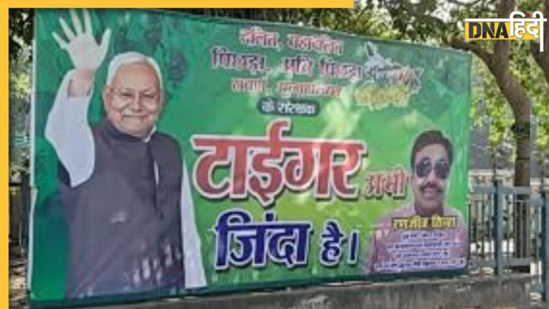 बिहार का 'टाइगर अभी ज़िंदा है', नीतीश कुमार के दबदबे वाला पोस्टर वायरल, जेडीयू 76 से सीटों पर आगे