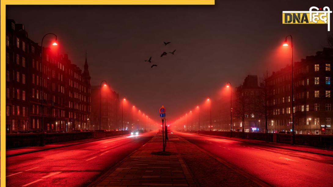 डेनमार्क के कोपेनहेगन की सड़कें हॉरर फिल्म के सीन जैसी क्यों नजर आ रही हैं? यहां की स्ट्रीट लाइटें हो गई हैं रेड  