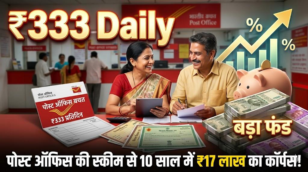 डाकघर की इस स्कीम में रोज 333 रुपये बचाइए, 10 साल बाद मिल सकता है 17 लाख रुपये से ज्यादा का फंड; जानिए पूरा गणित