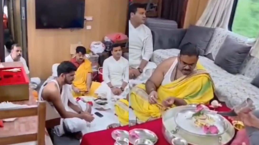 Video: 'हनीमून कोच' के बाद अब चलती ट्रेन में पूजा, वीडियो वायरल होने पर रेलवे ने दी ये सफाई